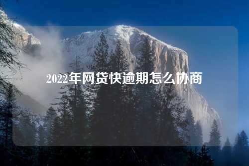 2022年网贷快逾期怎么协商