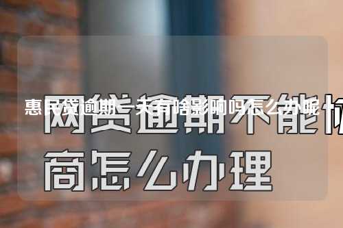 惠民贷逾期一天有啥影响吗怎么办呢