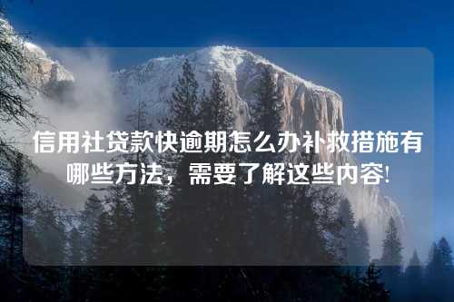 信用社贷款快逾期怎么办补救措施有哪些方法，需要了解这些内容!