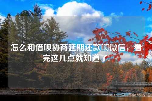 怎么和借呗协商延期还款啊微信，看完这几点就知道了!