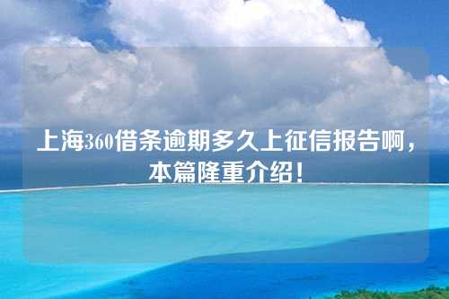 上海360借条逾期多久上征信报告啊，本篇隆重介绍！