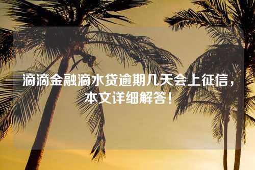 滴滴金融滴水贷逾期几天会上征信，本文详细解答！