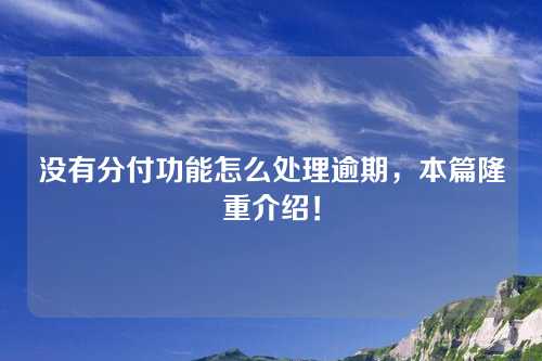 没有分付功能怎么处理逾期，本篇隆重介绍！