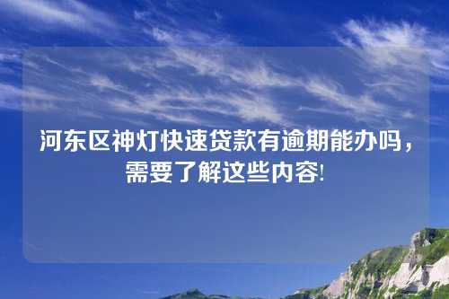 河东区神灯快速贷款有逾期能办吗，需要了解这些内容!