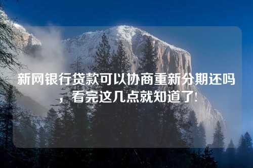 新网银行贷款可以协商重新分期还吗，看完这几点就知道了!