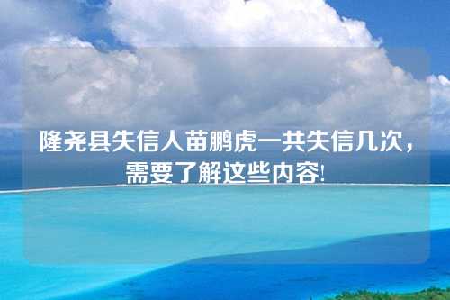 隆尧县失信人苗鹏虎一共失信几次，需要了解这些内容!