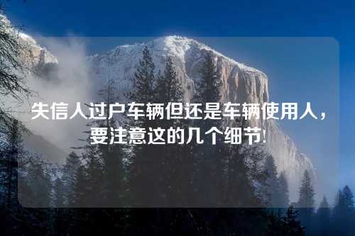 失信人过户车辆但还是车辆使用人，要注意这的几个细节!