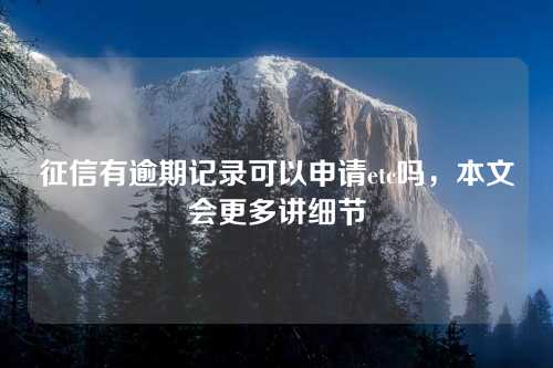 征信有逾期记录可以申请etc吗，本文会更多讲细节