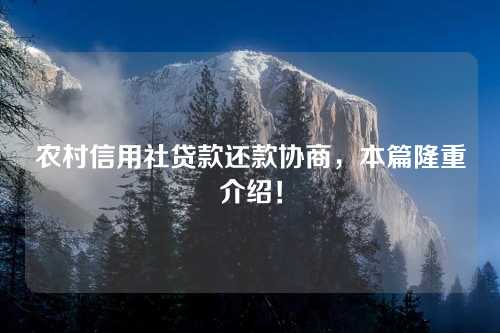 农村信用社贷款还款协商，本篇隆重介绍！