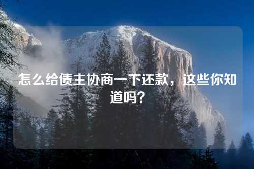 怎么给债主协商一下还款，这些你知道吗？