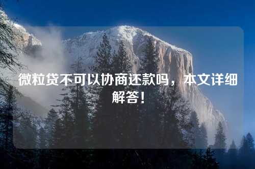 微粒贷不可以协商还款吗，本文详细解答！