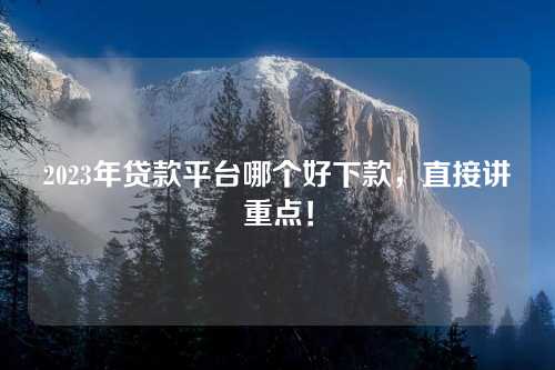 2023年贷款平台哪个好下款，直接讲重点！