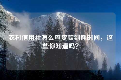 农村信用社怎么查贷款到期时间，这些你知道吗？