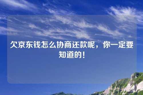 欠京东钱怎么协商还款呢，你一定要知道的！