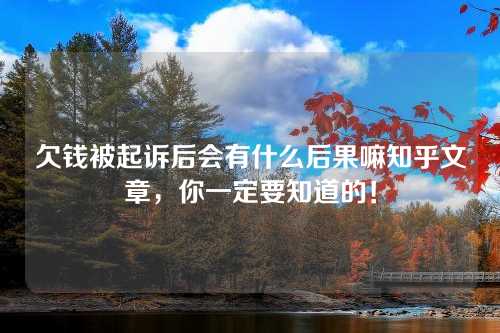 欠钱被起诉后会有什么后果嘛知乎文章，你一定要知道的！