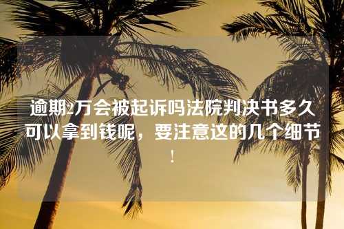 逾期2万会被起诉吗法院判决书多久可以拿到钱呢，要注意这的几个细节!