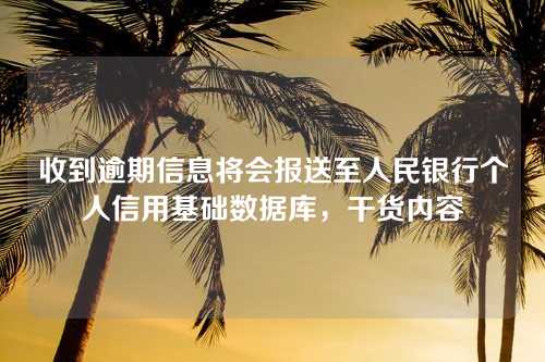 收到逾期信息将会报送至人民银行个人信用基础数据库，干货内容