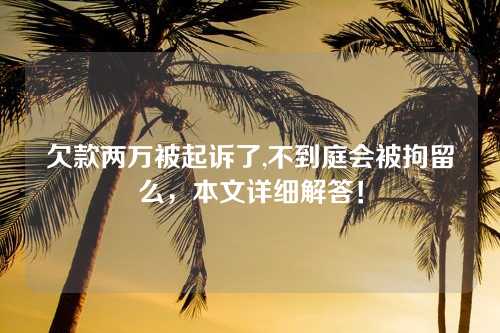 欠款两万被起诉了,不到庭会被拘留么，本文详细解答！