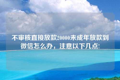 不审核直接放款20000未成年放款到微信怎么办，注意以下几点!