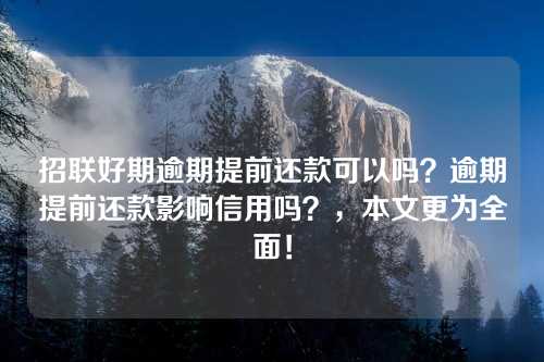 招联好期逾期提前还款可以吗？逾期提前还款影响信用吗？，本文更为全面！