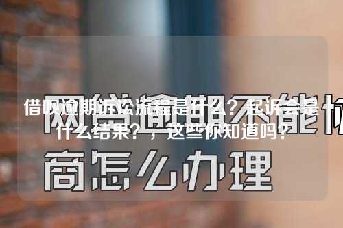 借呗逾期诉讼流程是什么？起诉会是什么结果？，这些你知道吗？