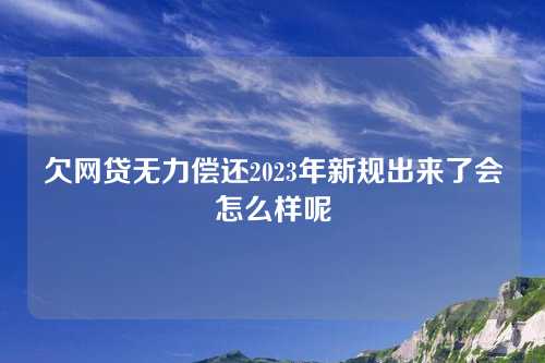 欠网贷无力偿还2023年新规出来了会怎么样呢