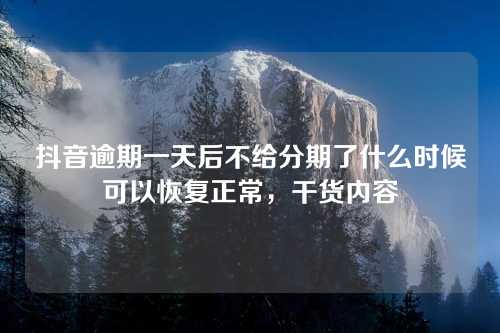 抖音逾期一天后不给分期了什么时候可以恢复正常，干货内容