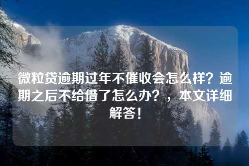 微粒贷逾期过年不催收会怎么样？逾期之后不给借了怎么办？，本文详细解答！