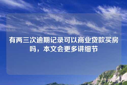 有两三次逾期记录可以商业贷款买房吗，本文会更多讲细节