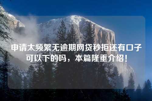 申请太频繁无逾期网贷秒拒还有口子可以下的吗，本篇隆重介绍！