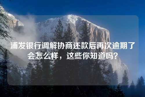 浦发银行调解协商还款后再次逾期了会怎么样，这些你知道吗？