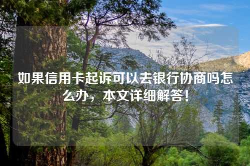 如果信用卡起诉可以去银行协商吗怎么办，本文详细解答！