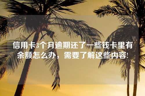 信用卡3个月逾期还了一些钱卡里有余额怎么办，需要了解这些内容!