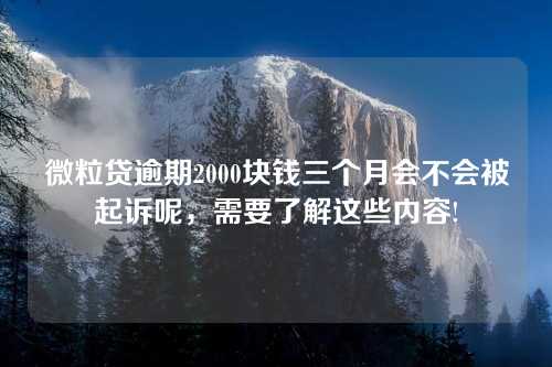 微粒贷逾期2000块钱三个月会不会被起诉呢，需要了解这些内容!