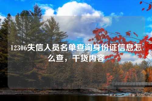 12306失信人员名单查询身份证信息怎么查，干货内容