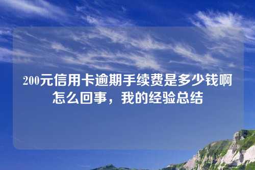 200元信用卡逾期手续费是多少钱啊怎么回事，我的经验总结