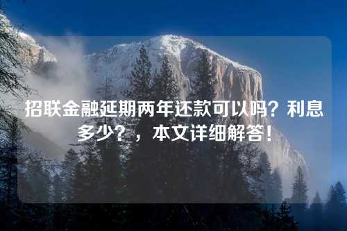 招联金融延期两年还款可以吗？利息多少？，本文详细解答！