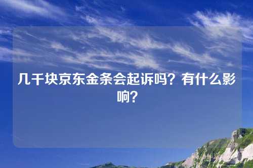 几千块京东金条会起诉吗？有什么影响？