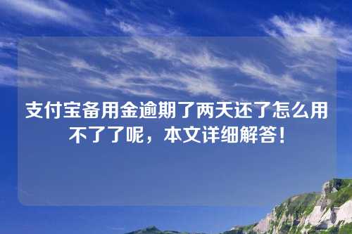 支付宝备用金逾期了两天还了怎么用不了了呢，本文详细解答！