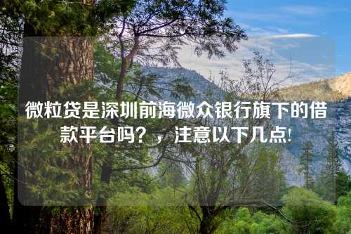 微粒贷是深圳前海微众银行旗下的借款平台吗？，注意以下几点!