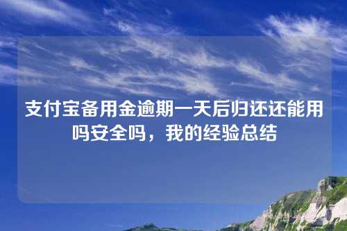 支付宝备用金逾期一天后归还还能用吗安全吗，我的经验总结