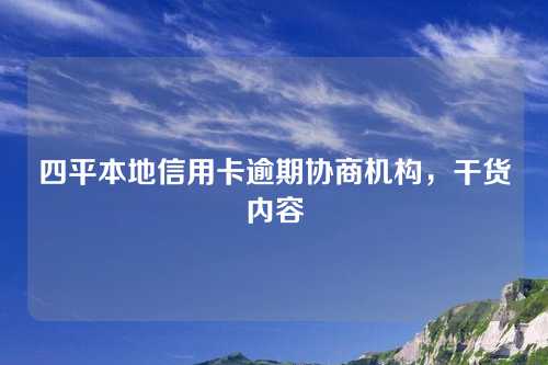 四平本地信用卡逾期协商机构，干货内容