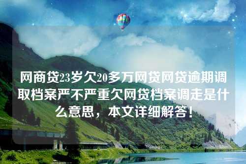 网商贷23岁欠20多万网贷网贷逾期调取档案严不严重欠网贷档案调走是什么意思，本文详细解答！