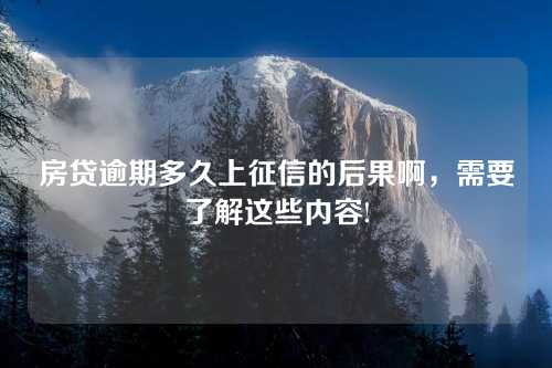 房贷逾期多久上征信的后果啊，需要了解这些内容!