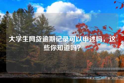 大学生网贷逾期记录可以申述吗，这些你知道吗？