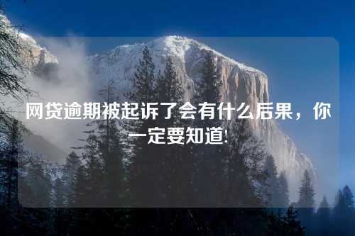 网贷逾期被起诉了会有什么后果，你一定要知道!